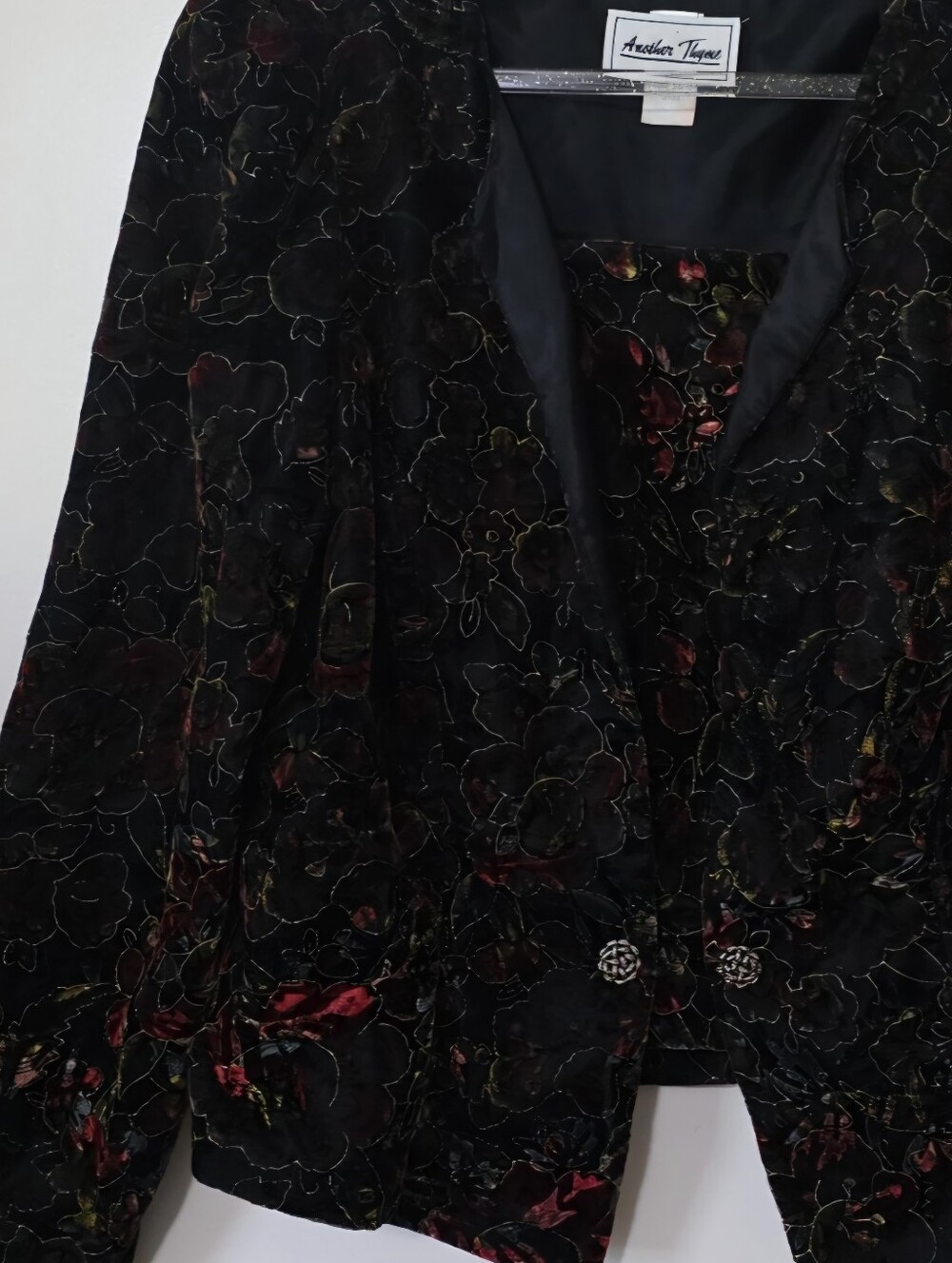 Vintage Black Velvet Floral Blazer Embroidered Steampunk Edwardian Whimsigoth 16